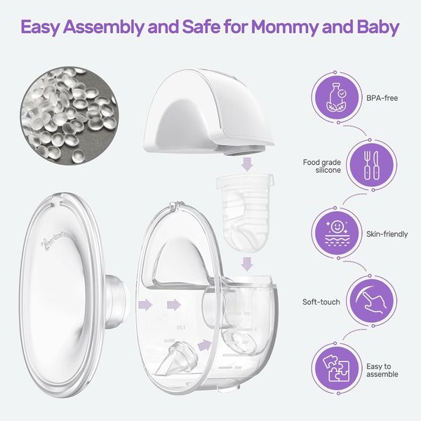 Electric Breast Pump Hands Free, Portable Wearable Breast Pumps 4 Modes 9 Levels 1Pcs