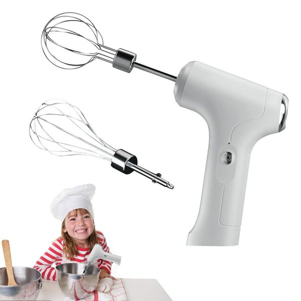 Electric Egg Beater USB POWER 3 Speeds Adjustable Hand Mixer 2 Heads, Stainless Steel Hand Held Mixer, 1200mAH Hand Mixer Eggs Cream Butter Cheese