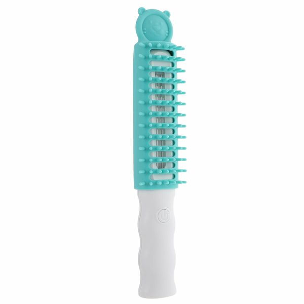 Dog Cat Brushes Comb Groom Massagers Massagers slicker brush self- cleaning slicker brush Massager Pets Hair AAA Battery Col.GREEN