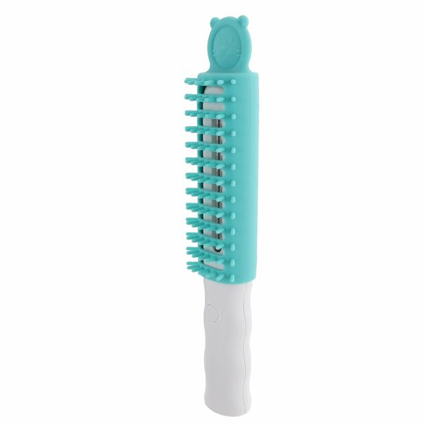 Dog Cat Brushes Comb Groom Massagers Massagers slicker brush self- cleaning slicker brush Massager Pets Hair AAA Battery Col.GREEN