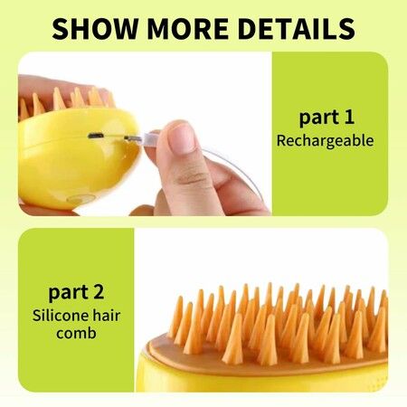 3 In1 Spray Cat Brush Steamy Cat Brush Self Cleaning Cat for Massage Li-Battery Powered Cat Grooming Brush for Removing Tangled and Loose Hair(Green)