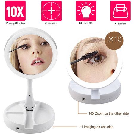 Makeup Mirror Vanity Mirror Table Mirror Magnifying Mirror 10x For Table USB Rechargeable Vanity Mirror