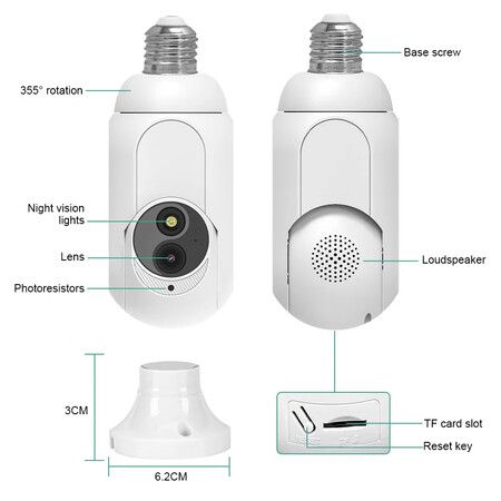 1080P Baby Monitor Camera Surveillance Colorful Night Vision Intercom Babysitter Security Version 360 Degree Full Color HD Pet Safety and Protection