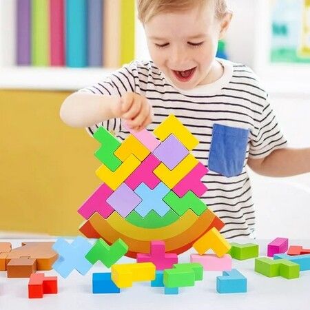 Tetra Tower Balance Game Rainbow Color Design Funny Stacking Toys for Kids Child Age 4+