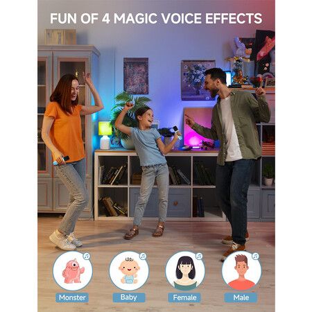 Karaoke Machine for Kids and Adults, Mini Portable Bluetooth Speaker with 2 Wireless Microphones for Girls Boys Age 6+ Blue