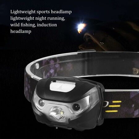 USB Rechargeable Head Mounted ABS LED Light Gesture Control Infrared Sensor Lamp 1200mAh for Outdoor Walking Hiking