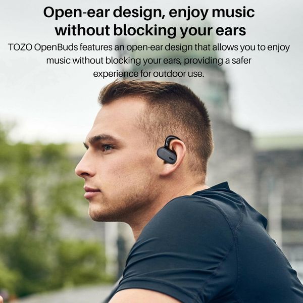 OpenBuds Lightweight True Open Ear Wireless Earbuds with Multi-Angle Adjustment, Bluetooth Headphones with Dual-Axis for Long-Lasting Comfort- Black