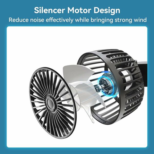 Car Seat Fan, Double Cooling Car Fan, Small Adjustable Portable Fan for Car Backseat for SUV Pickup Truck Off Road Vehicle