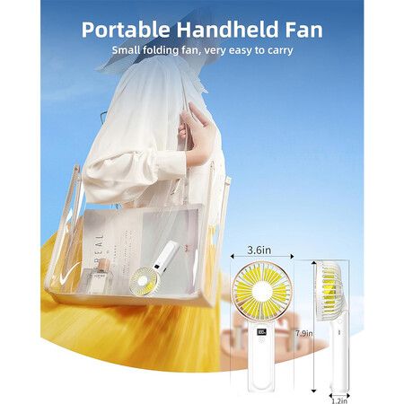 Portable Handheld Fan, Neck Fan, USB Rechargeable Foldable Fan, Quiet Personal Fan