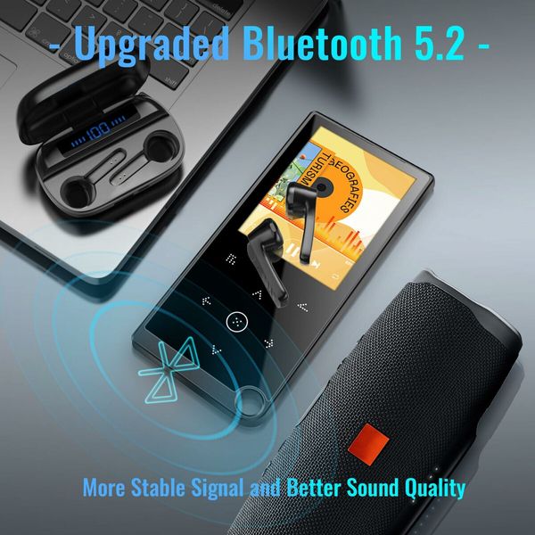 80GB MP3 Player,Music Player with Bluetooth,with A High-Capacity Battery Inside,with FM Radio/E-Book Reading/HD Speaker/Alarm Clock,for Sport-Contains Earphones