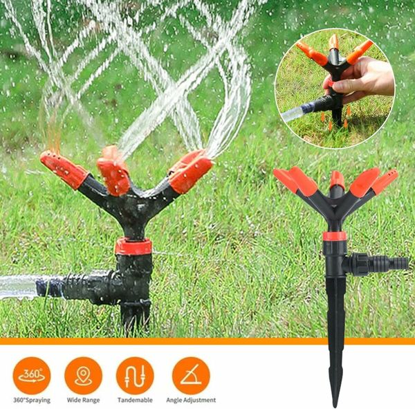 Garden Sprinklers, 360 Degree Adjustable Water Sprinkler, Brass Impact Sprinkler (Orange)