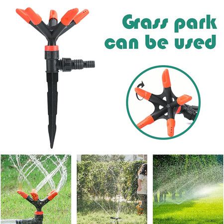 Garden Sprinklers, 360 Degree Adjustable Water Sprinkler, Brass Impact Sprinkler (Orange)