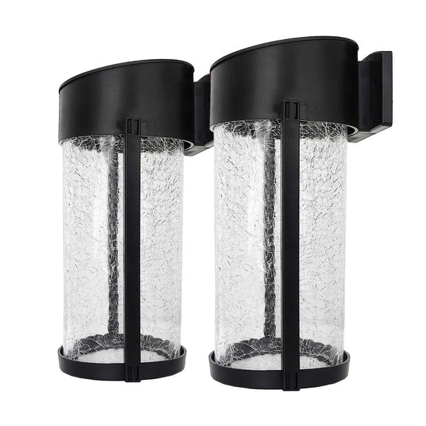 Outdoor Security Decorative Solar Outdoor Lights - Crackle Glass Patio and Fence Wall Lights White Light