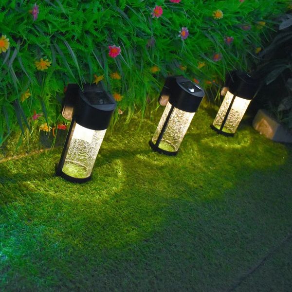 Outdoor Security Decorative Solar Outdoor Lights - Crackle Glass Patio and Fence Wall Lights Warm Light