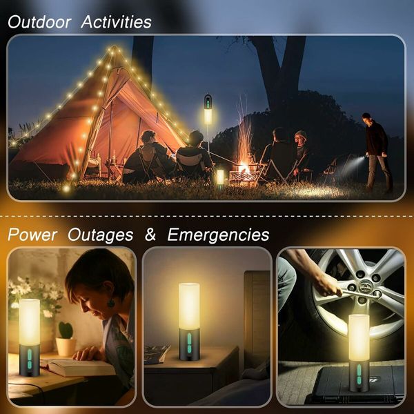 Camping String Lights Camping Lantern with String Light 10 Meters,USB Rechargeable Flashlights for Emergency, Camping, Hiking