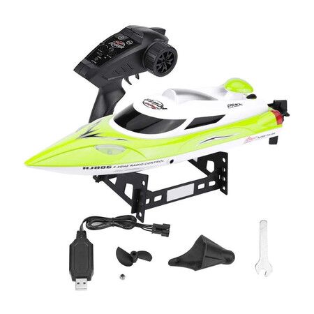 RC Speed,Boat Toy Gift, HJ806 2.4Ghz 200m Long Distance Remote Control Boat for Pool and Lakes, Distance Indicator, Auto Flip Function (Green)