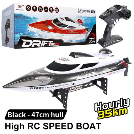 RC Speed,Boat Toy Gift, HJ806 2.4Ghz 200m Long Distance Remote Control Boat for Pool and Lakes, Distance Indicator, Auto Flip Function (Black)