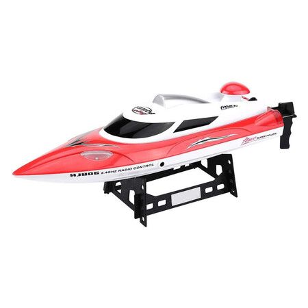 RC Speed,Boat Toy Gift, HJ806 2.4Ghz 200m Long Distance Remote Control Boat for Pool and Lakes, Distance Indicator, Auto Flip Function (Red)