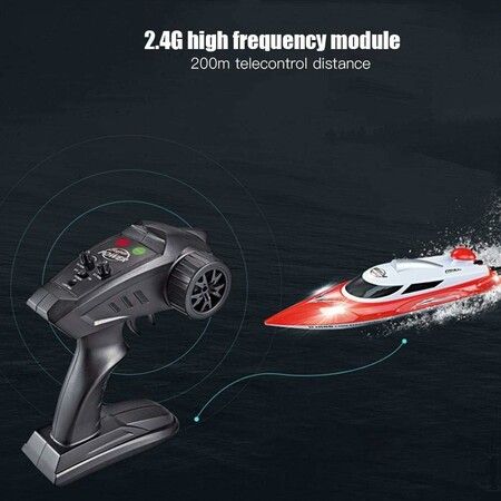 RC Speed,Boat Toy Gift, HJ806 2.4Ghz 200m Long Distance Remote Control Boat for Pool and Lakes, Distance Indicator, Auto Flip Function (Red)