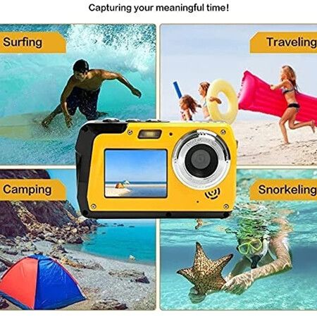 4K Waterproof Camera 56MP Underwater Cameras UHD Video Recorder Selfie IPS Dual Screens 10FT Waterproof Digital Camera for Snorkeling on Vacation