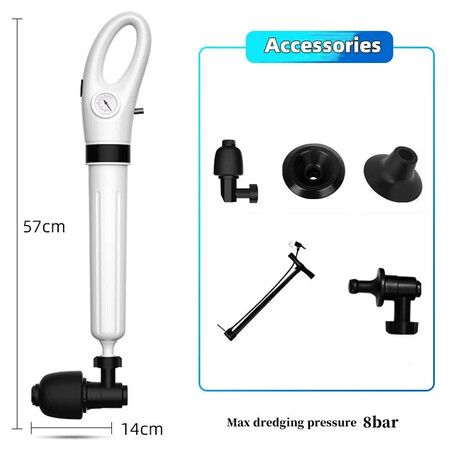 Sewer Dredge Tool for Clogged Toilets High Pressure Air Drain Cleaner with Manual Pneumatic Dredge Function MAX 8 Bar