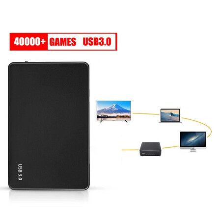 320G 40000+ Games Retro Hard drive USB3.0 Plug & Play 100 Emulators Portable Hard Drive for PSP PS1 GBA 3DS Work on PC