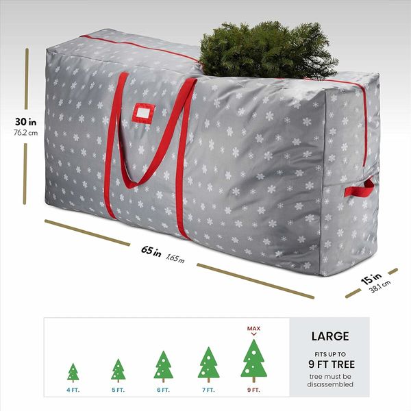 Christmas Tree Storage Bag, 165 x 38 x 76 cm, Heavy Duty Plaid Storage Container, 210D Waterproof silver coated Oxford cloth