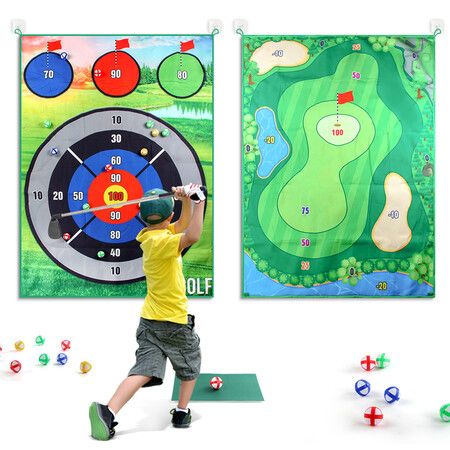 Golf Chipping Game with Sticky Balls fun Game Mat Indoor OutdoorGolf Game Set for Children Over 3 Years Old and Adults Golf Clubs