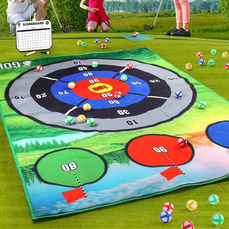 Golf Chipping Game with Sticky Balls fun Game Mat Indoor OutdoorGolf Game Set for Children Over 3 Years Old and Adults Golf Clubs