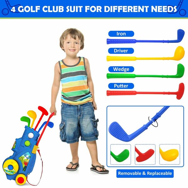 Complete Golf Club Set for Kids Indoor Outdoor Sports Toys Ideal for Boys and Girls Ages 3+ Includes Putting Mat Balls Golf Clubs and Cart