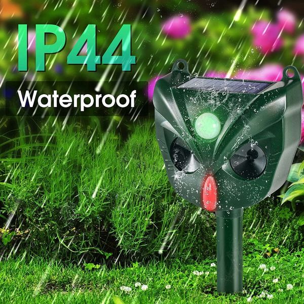 Ultrasonic Cat Deterrent, Outdoor 5 Modes Solar Powered Deterrent Device with Motion Sensor for Garden, Farm, Yard, Dogs, Cats, Birds and More