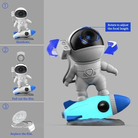 Rocket Astronaut Projector,Planetarium Projector Space & Galaxy Projector with 13 Film Discs Star Projector Night Lightfor Kids Teen Girls