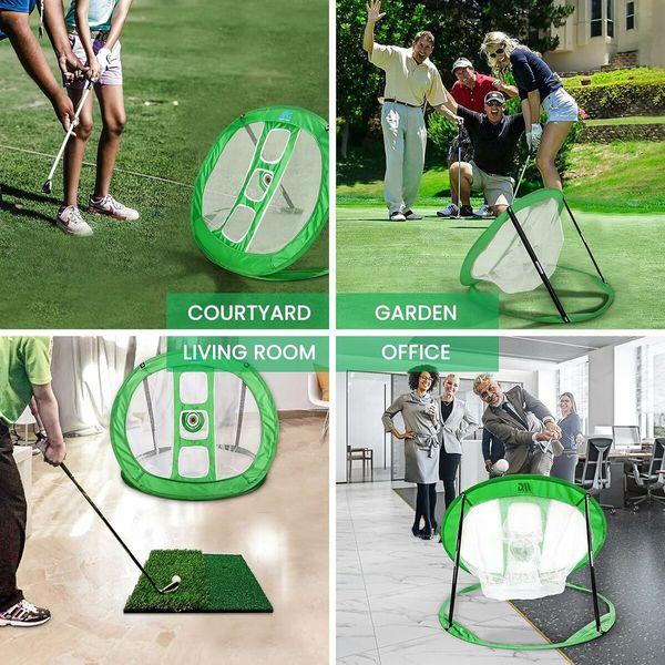 Golf Chipping Net with Indoor Outdoor - 3 Target Golf Practice Hitting Net Training Aids Gift,Green (Only 1 Folding Set Net)