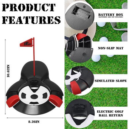 Indoor Outdoor Automatic Golf Putting Cup with Return Hole Bundle, Golf Putting Game for Office, Ball Return Machine for Home