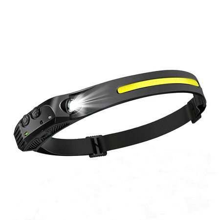 1PCS Headlamp Flashlight, Rechargeable LED Headlamps 2 COB 230 Degree Wide Head Lamp for Outdoor Running, Camping Hiking