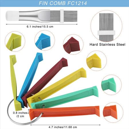 6PCS Air Conditioning Brush Tool, Steel AC Evaporator Comb, Radiator Condenser Fin Comb, FCR6 Fin Comb Tool Durable Easy Install