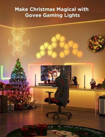 6 Pack-Glide Hexa Light Panels,Hexagon LED Wall Lights, Wi-Fi Smart Home Decor Creative Wall Lights with Music Sync, Christmas， Gaming Decor,