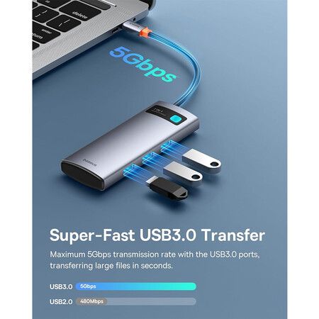 USB C Hub,7 in 1 USB Hub with 3 USB-A 5Gbps, PD 100W, TF/SD Card Reader for iPhone 15, Mac, Dell, Acer, HP, ASUS