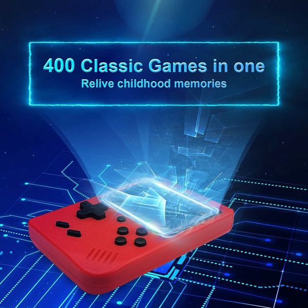 Red 2 Players -Handheld Retro Video Game Console,400 Handheld Classic Games, 3 inch LCD Screen and Additional Controller,Support for Connecting TV