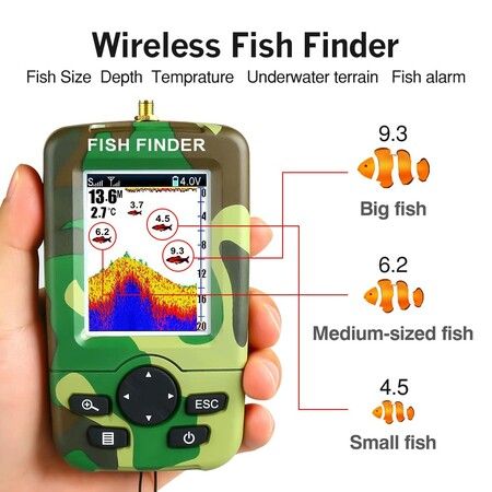 Fishing Fish Finders Alarm Portable Echo Sounder Wireless Fish Finder LCD Sonar Sensor  Depth Locator Alarm  with Sonar Sensor for Lake Sea Angling