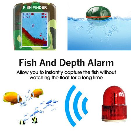 Fishing Fish Finders Alarm Portable Echo Sounder Wireless Fish Finder LCD Sonar Sensor  Depth Locator Alarm  with Sonar Sensor for Lake Sea Angling