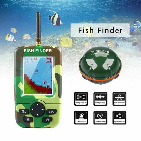 Fishing Fish Finders Alarm Portable Echo Sounder Wireless Fish Finder LCD Sonar Sensor  Depth Locator Alarm  with Sonar Sensor for Lake Sea Angling