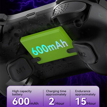 Wireless Game Controller for PC/iOS/Android/Switch, Remote Gamepad with Joystick Adjustable Turbo Vibration Supports Multi-Platform&App-Grey