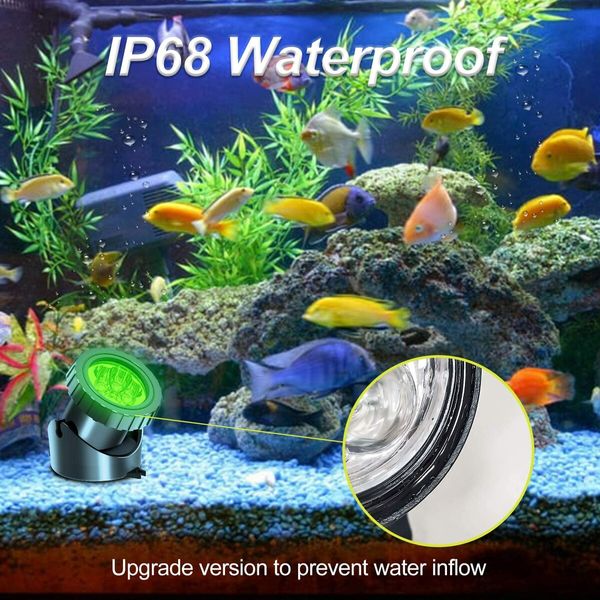 Solar Pond Lights, 3 in 1 RGB Color Changing Underwater Pond Lights, Outdoor Waterproof LED Landscape Spotlights for Fish Tank Garden Yard Pool Pond Fountain Waterfall Decoration(3 Head Lamp)