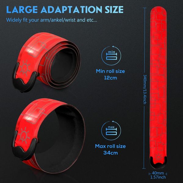 LED Armband Rechargeable for Running Walking at Night,Running Lights for Runners,Running Lights,High Visibility Reflective Running Gear Adjustable Light Up Bands for Men Women Kids (Red,2 Pack)