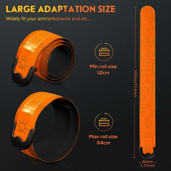 LED Armband Rechargeable for Running Walking at Night,Running Lights for Runners,Running Lights,High Visibility Reflective Running Gear Adjustable Light Up Bands for Men Women Kids (Orange,2 Pack)