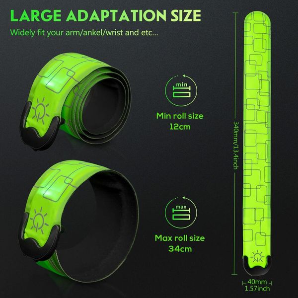 LED Armband Rechargeable for Running Walking at Night,Running Lights for Runners,Running Lights,High Visibility Reflective Running Gear Adjustable Light Up Bands for Men Women Kids (Green,2 Pack)