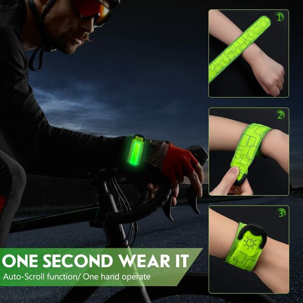 LED Armband Rechargeable for Running Walking at Night,Running Lights for Runners,Running Lights,High Visibility Reflective Running Gear Adjustable Light Up Bands for Men Women Kids (Green,2 Pack)