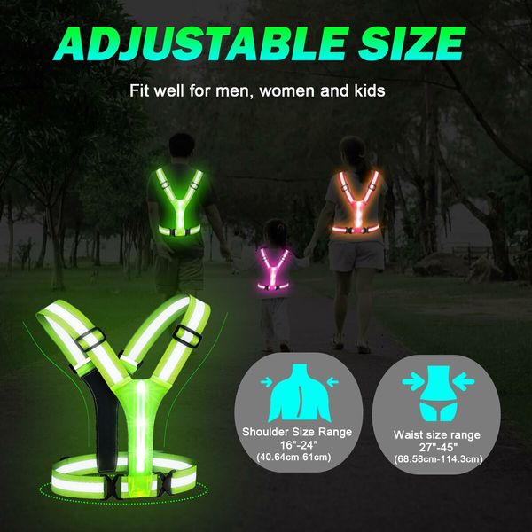 Led Light Up Running Vest Reflective Vest for Walking at Night,High Visibility Night Running Gear Rechargeable Adjustable Running Lights for Runners Walkers Men Women