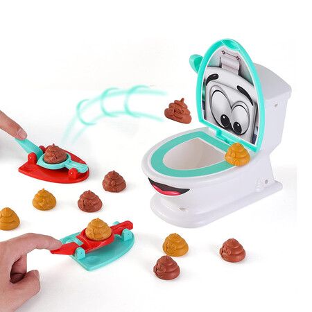 Family Poop Shoot The Toilet Creative Toy for 4 to 12 Years Boys and Girls,Include 12 Poops, 2 Launchers and A Sticker For Age 4+